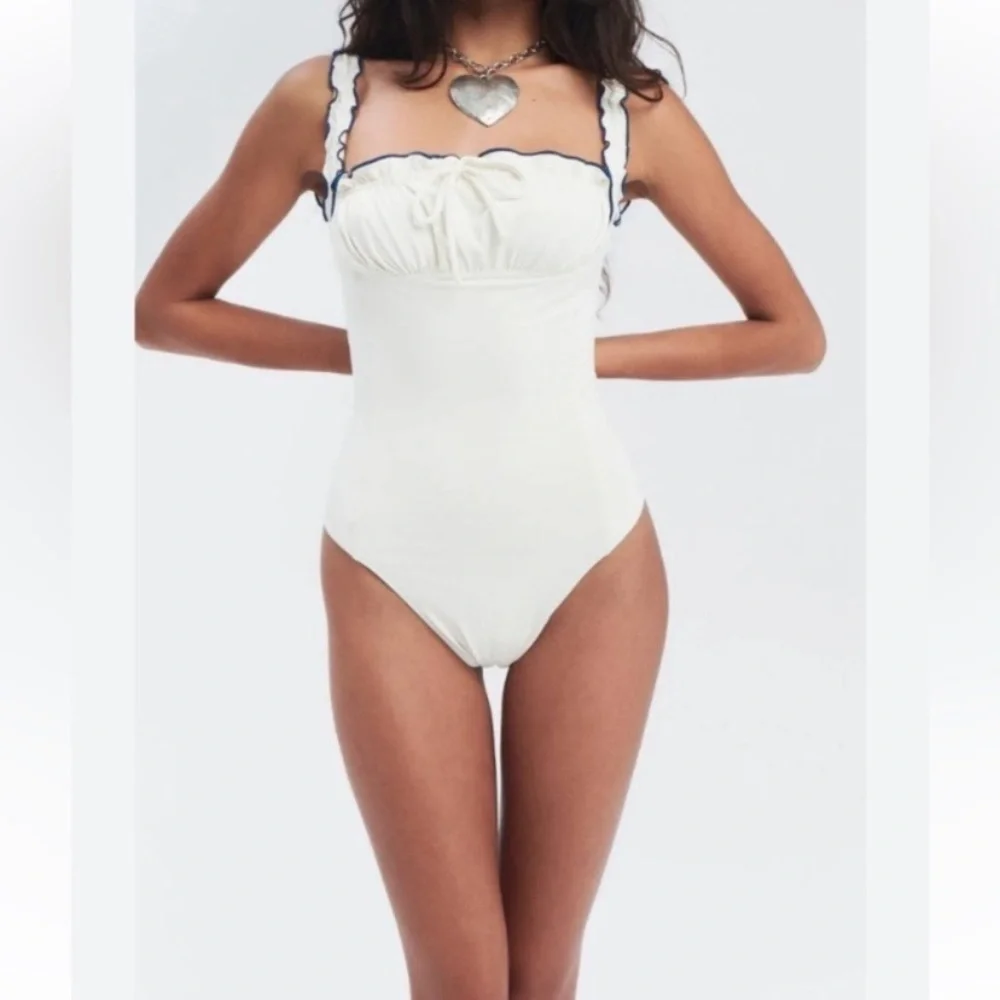 New! Frankie’s bikinis Fawn one piece swimsuit cream nwot 24666